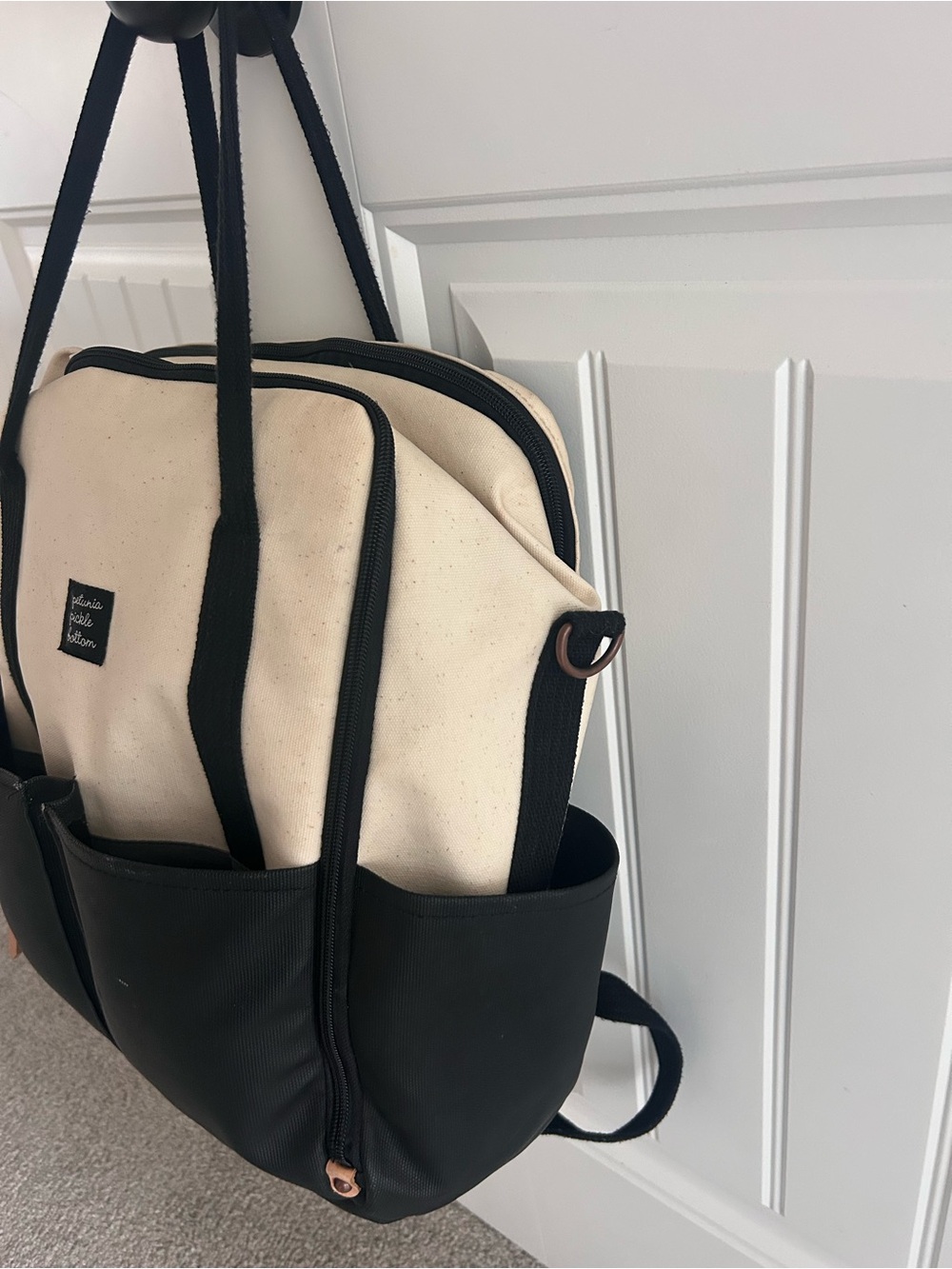 Petunia Pickle Bottom Two-Tone Black and Cream Baby Bag Backpack - Picture 4 of 5
